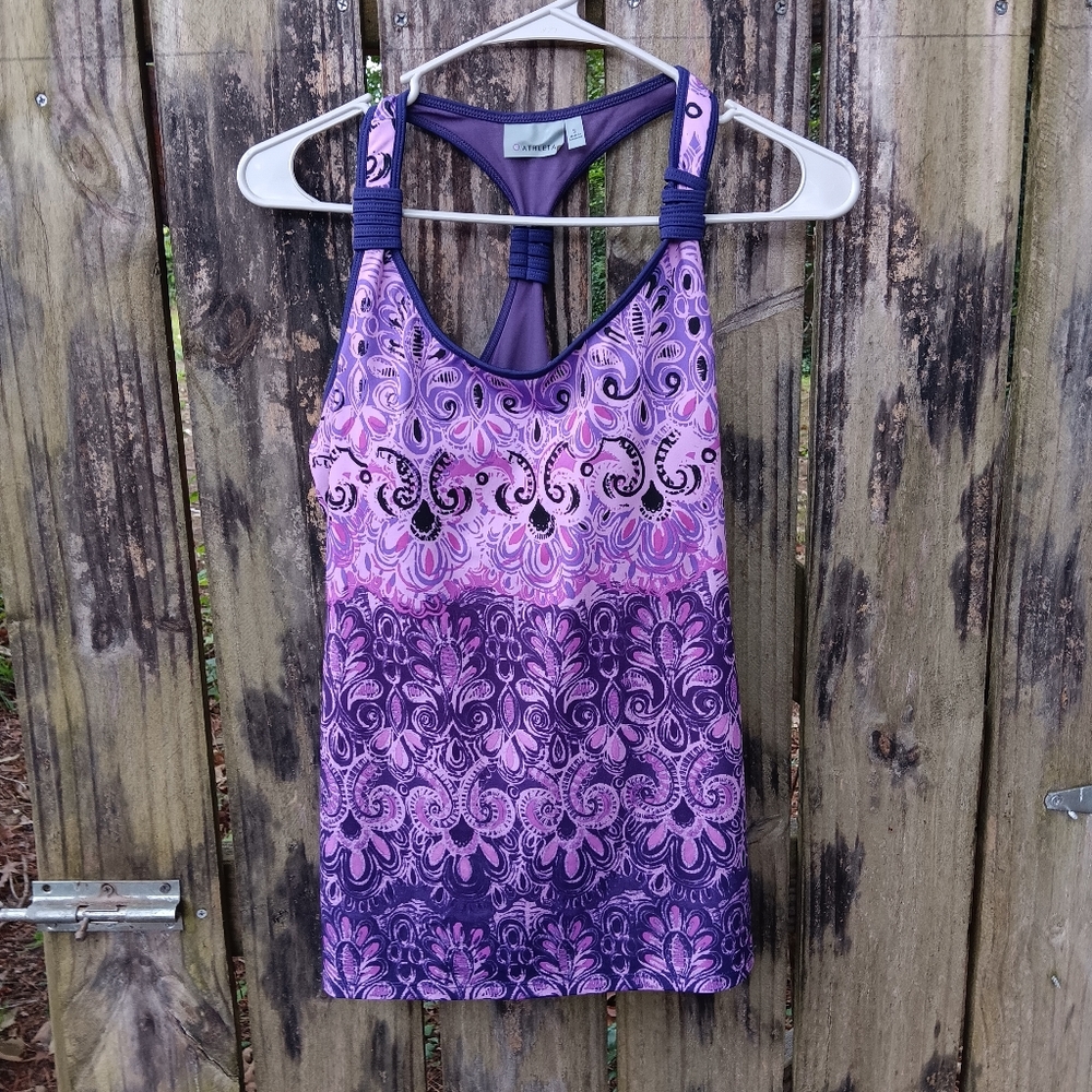 ATHLETA Purple Paisley Print Razorback Tank Top S